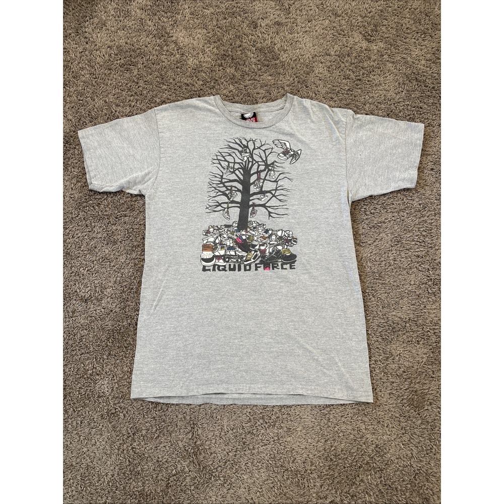 RARE Vintage Y2K‎ Shoe Tree Team Liquid Force Wake Skate Boards Shirt Sz Large L